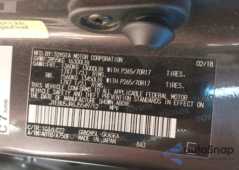 2018 Toyota 4Runner Trd Off Road Premium из США, поврежденный, VIN JTEBU5JR6J5549712